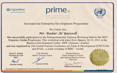 Badar Al Yazeedi UNCTAD Certificate